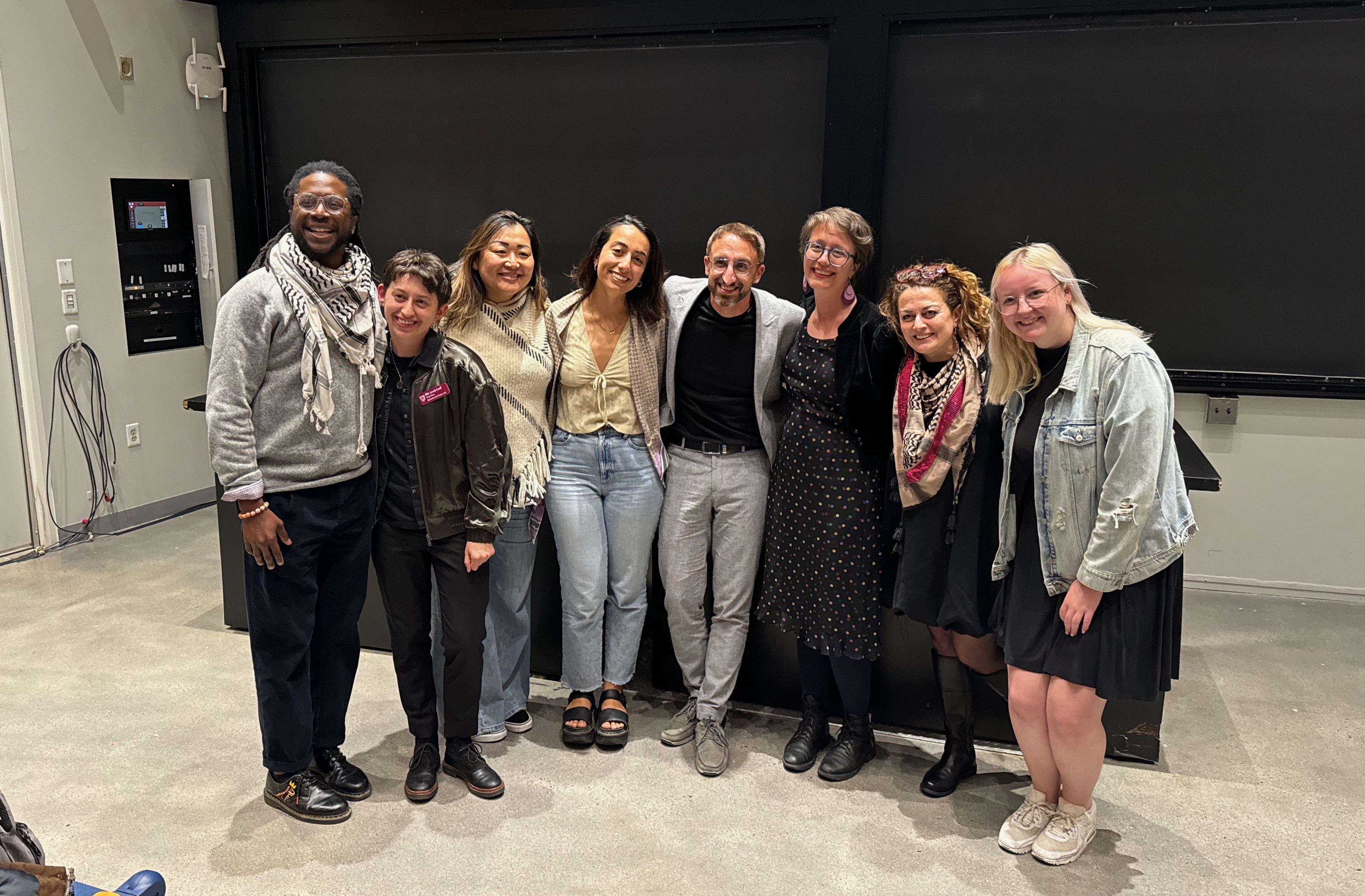 Students gather with Lyd directors at film premiere