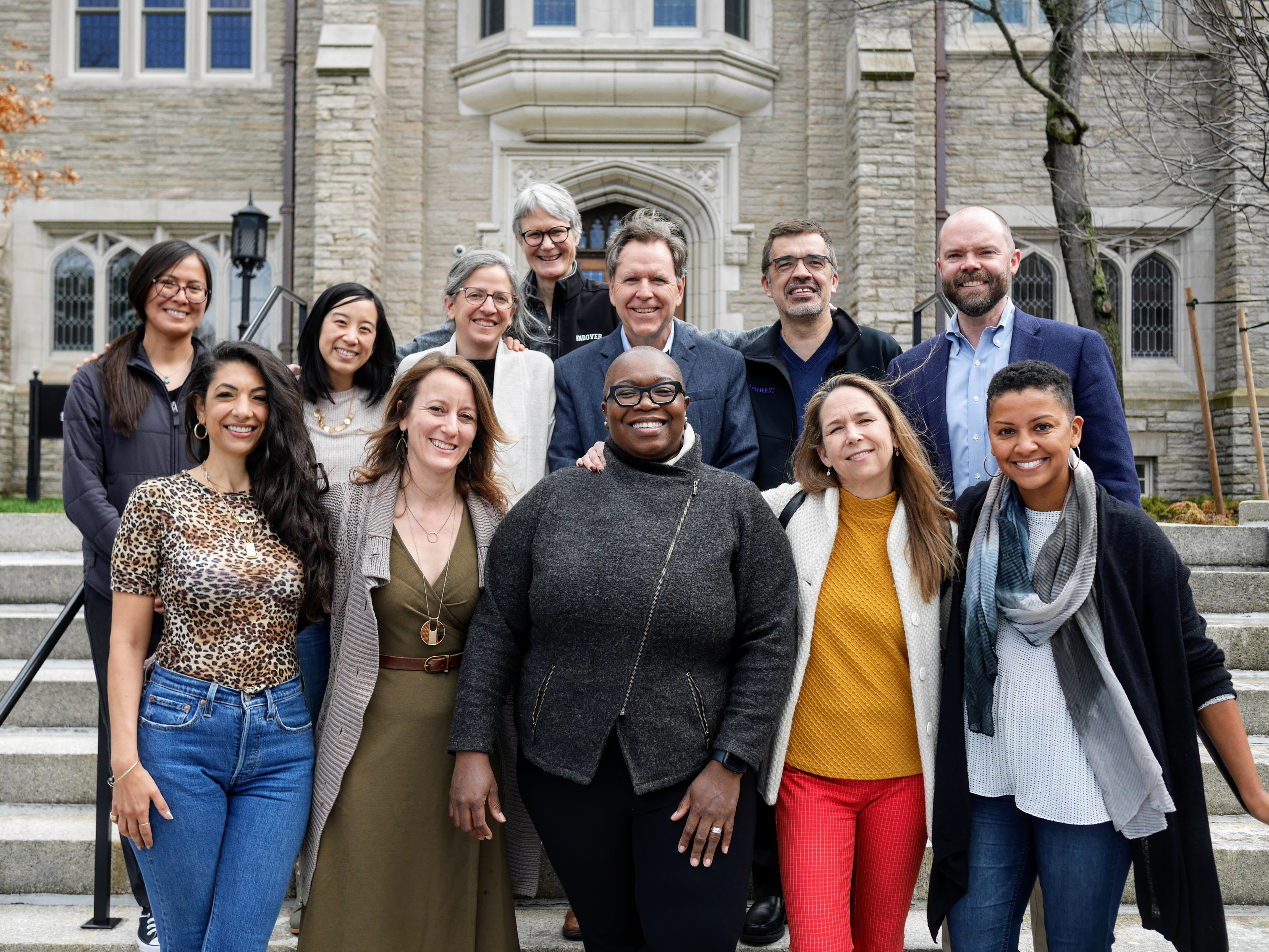 Group photo of Religious Literacy and the Professions Initiative Fellows on the steps of Swartz Hall