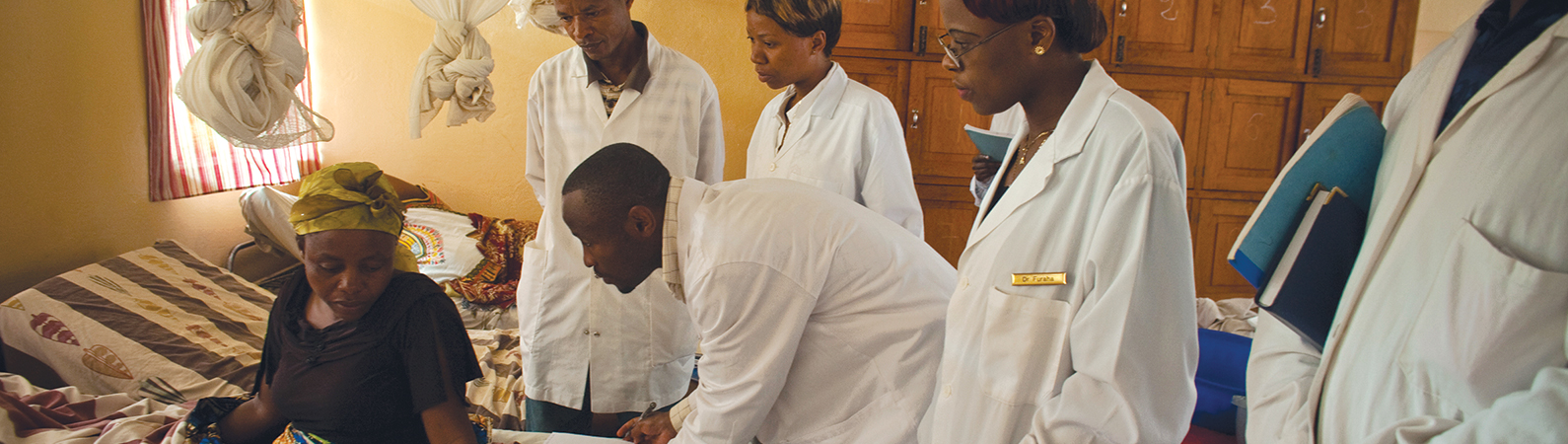 Doctors examining a woman