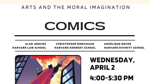 A poster featuring a page split up like a comic with images of different book covers from the various speakers.