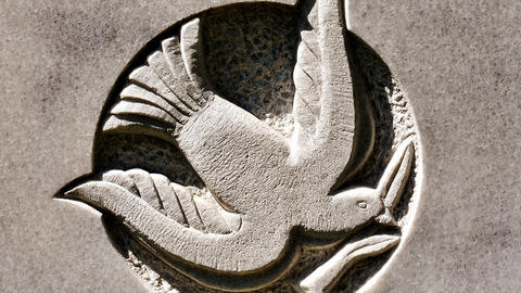 Stone carving of a dove