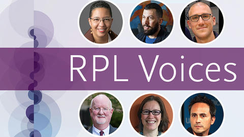RPL Voices identifying banner with 6 peoples' faces depicting who the voices are coming from.