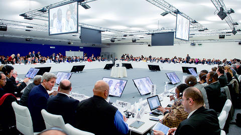 John Kerry at the plenary sessions of the COP21 summit
