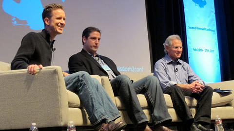 Soren Gordhamer, Rep. Tim Ryan (D-OH), and Jon Kabat-Zinn on a panel at Wisdom 2.0 in 2011.