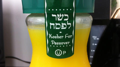 Bottle of juice labeled Kosher for Passover