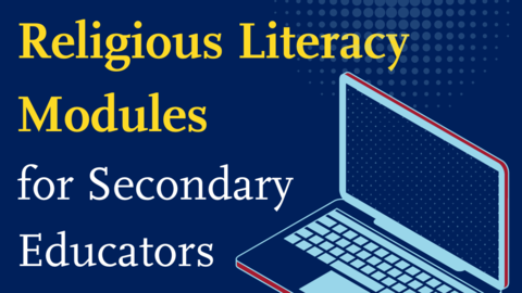 Free online self-pace religious literacy modules for secondary educators, graphic of laptop and cellphone