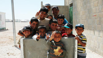 A group of Syrian refugee children