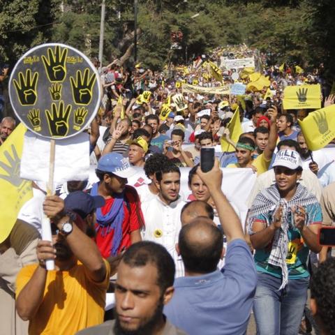 Pro-Muslim Brotherhood Egyptians protesting the military coup that removed President Mohamed Morsi in 2013.