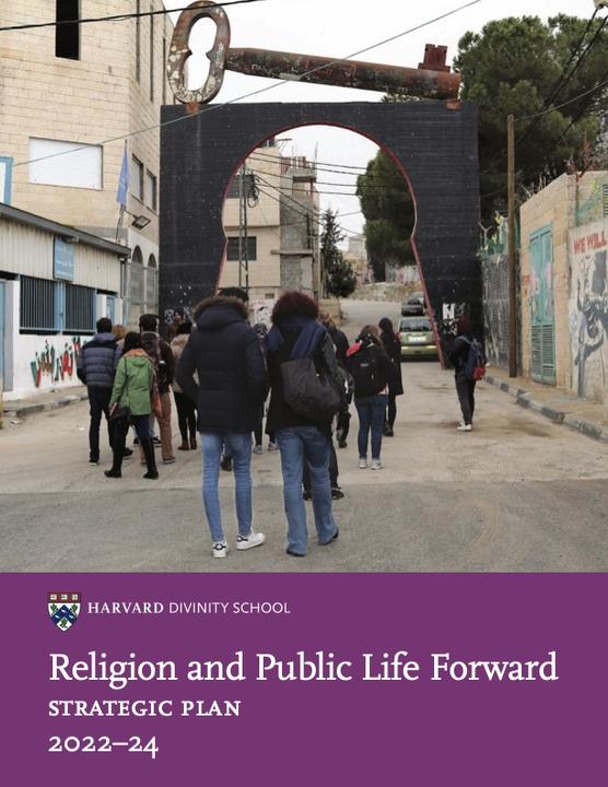 RPL Strategic Plan 2022-24, a group of RPL students walks toward a giant keyhole sculpture with a key on top